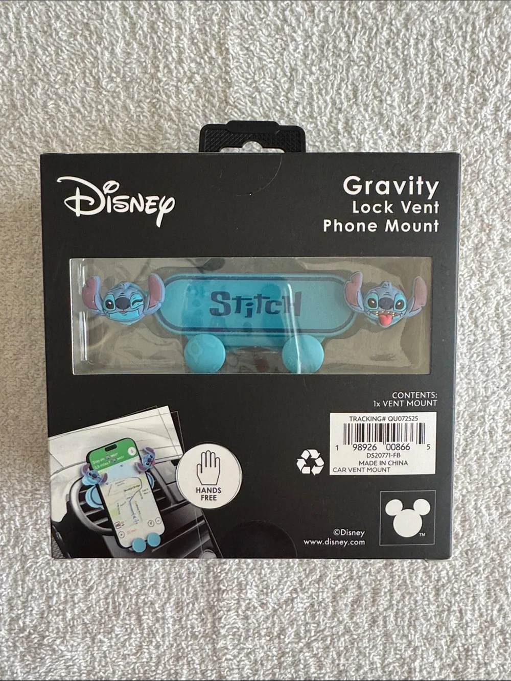 Disney Stitch Light Blue Vent Gravity Lock Phone Mount